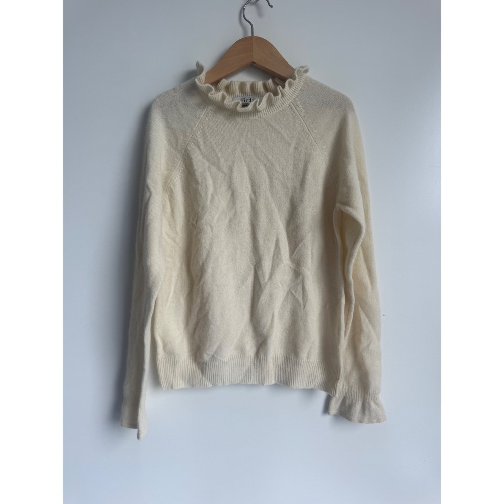 Autumn Cashmere Kids Cream Ruffle Mock Neck Sweater Size 12 Coquette Balletcore